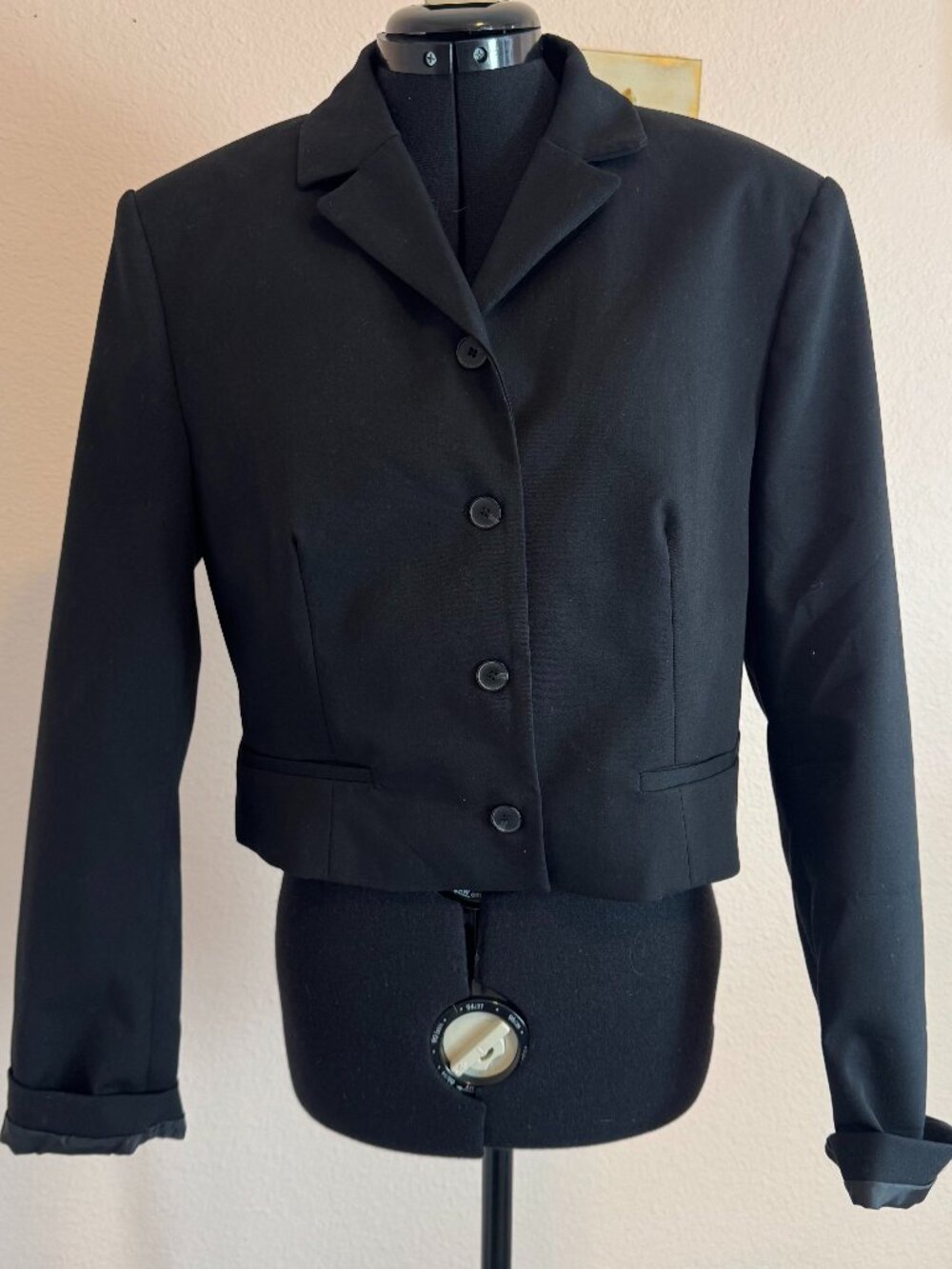Fall Layer Minimalist Chic Staple NWOT Zara Black Cropped Lined Blazer Large